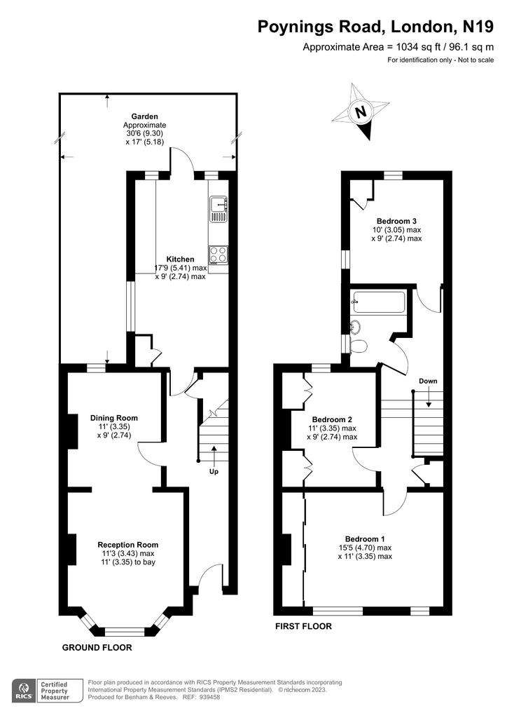 3 bedroom terraced house for sale - floorplan