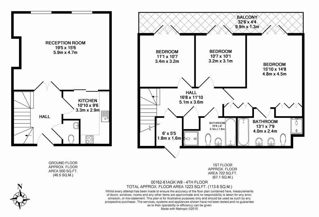 3 bedroom flat to rent - floorplan