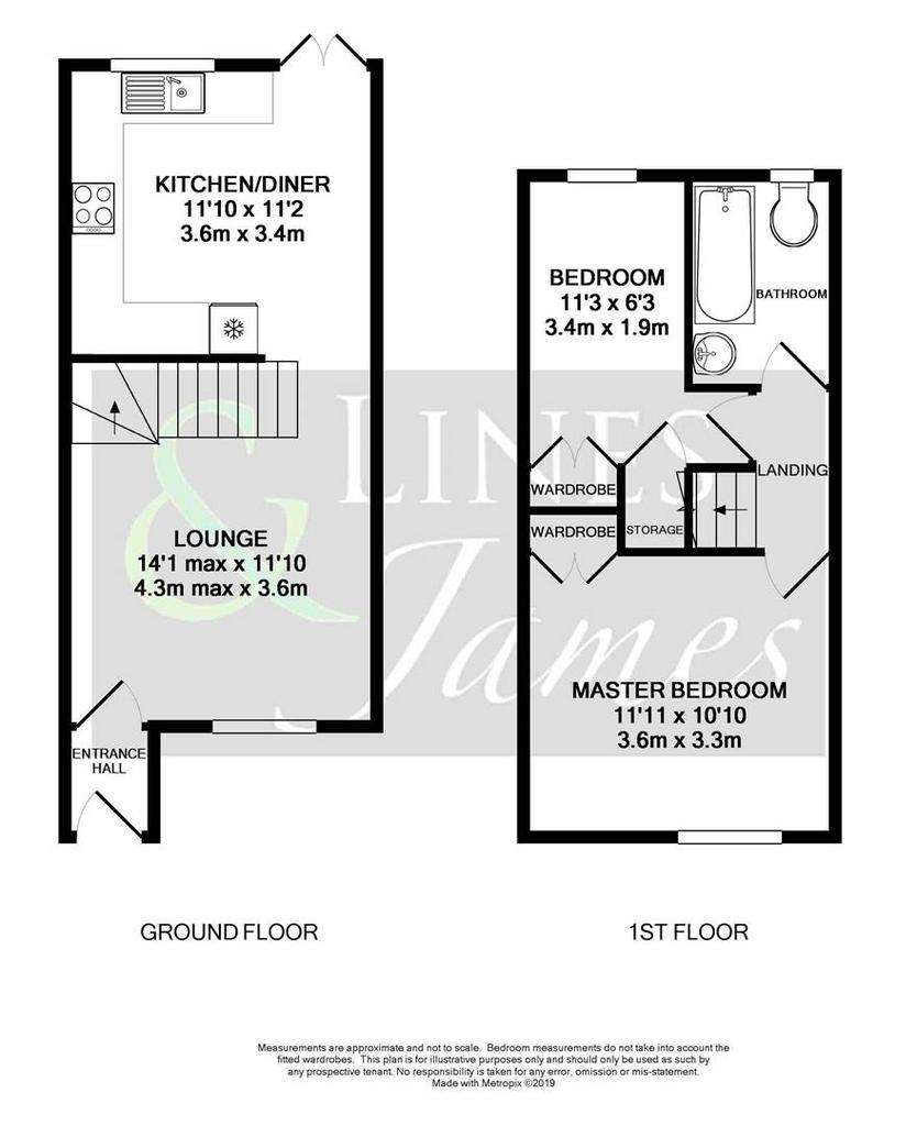 2 bedroom terraced house to rent - floorplan