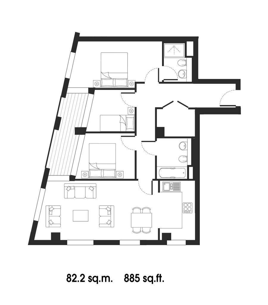 3 bedroom flat to rent - floorplan