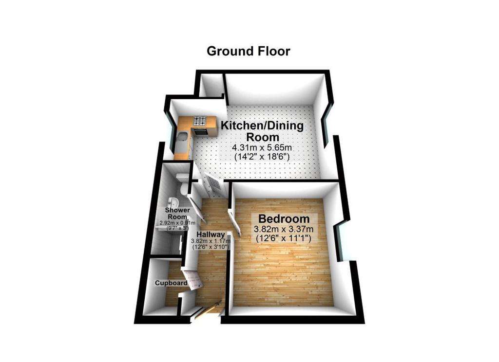 1 bedroom flat to rent - floorplan