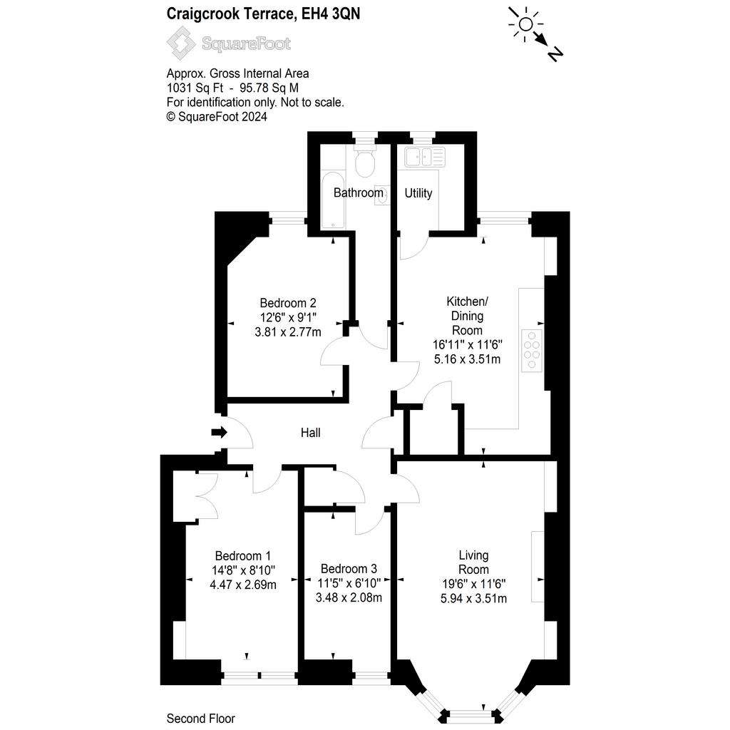 3 bedroom flat for sale - floorplan