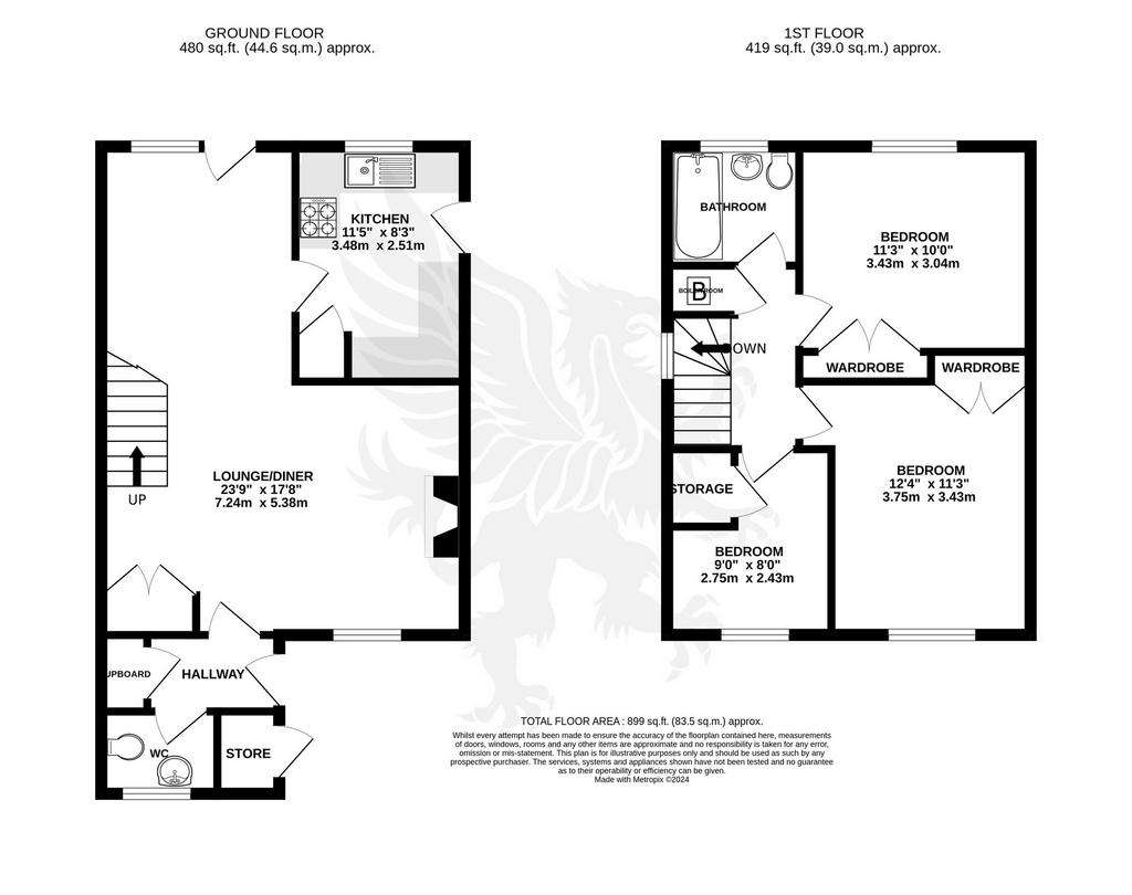 3 bedroom detached house to rent - floorplan