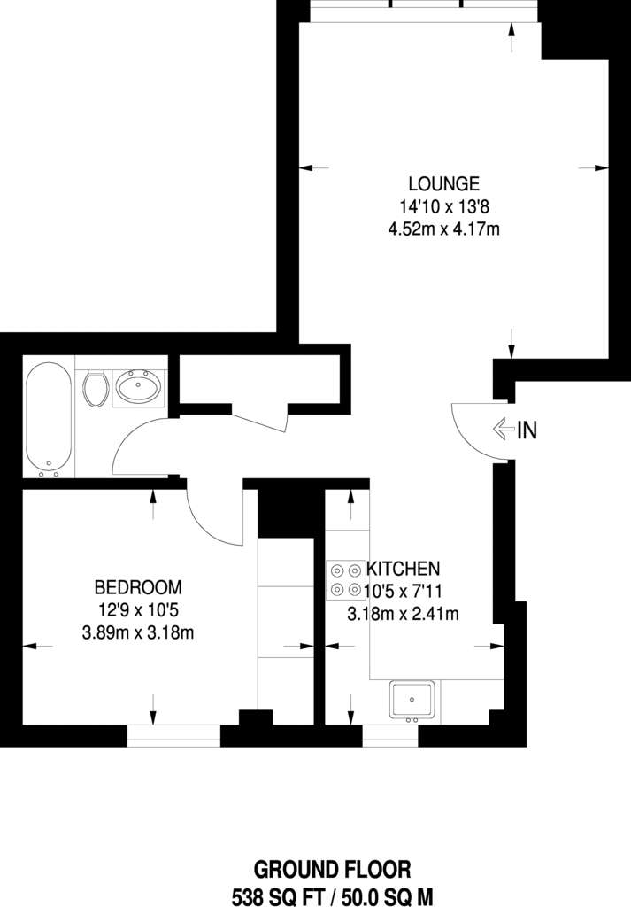 1 bedroom flat to rent - floorplan