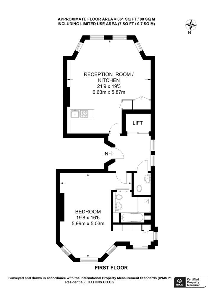 1 bedroom flat to rent - floorplan