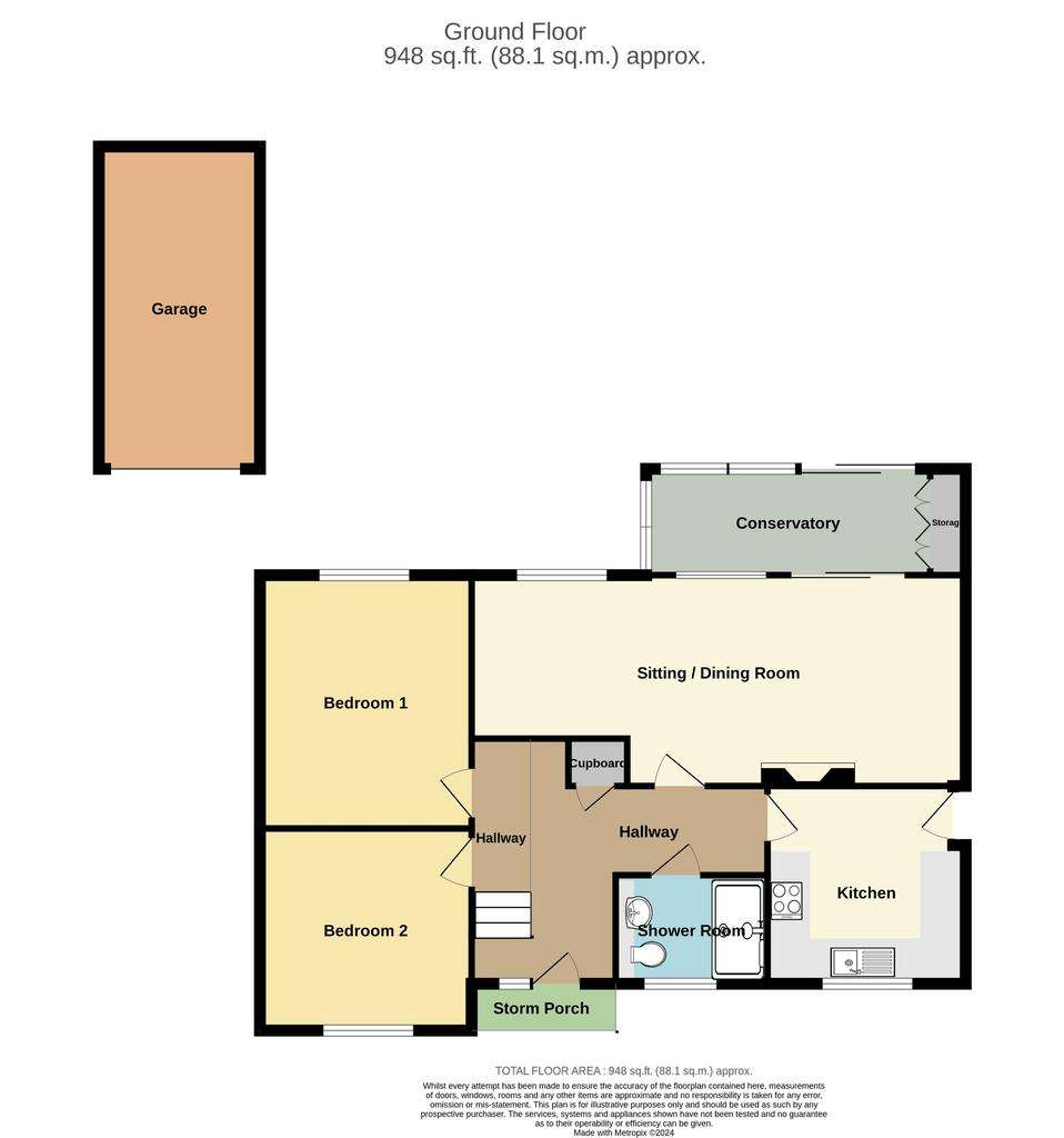 2 bedroom detached bungalow for sale - floorplan