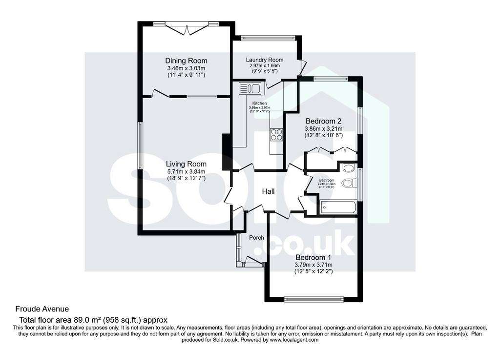 2 bedroom bungalow for sale - floorplan