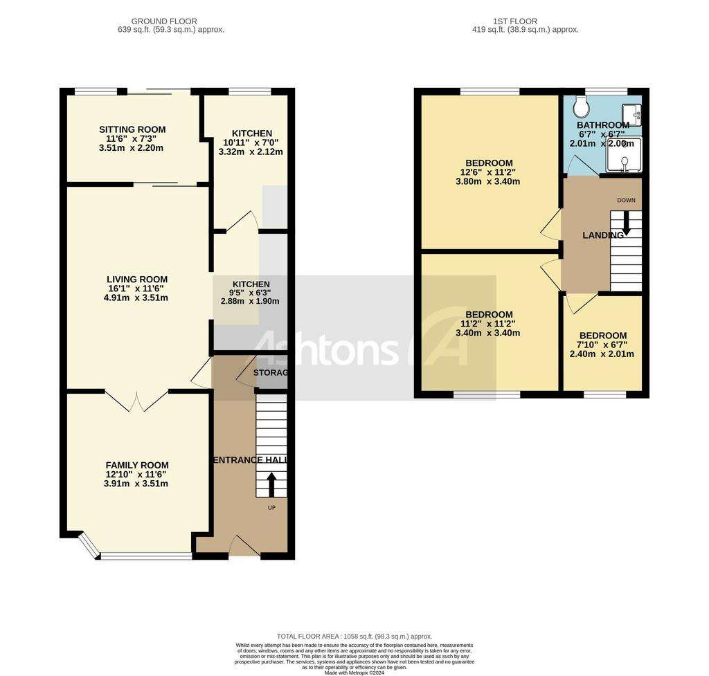 3 bedroom end of terrace house for sale - floorplan