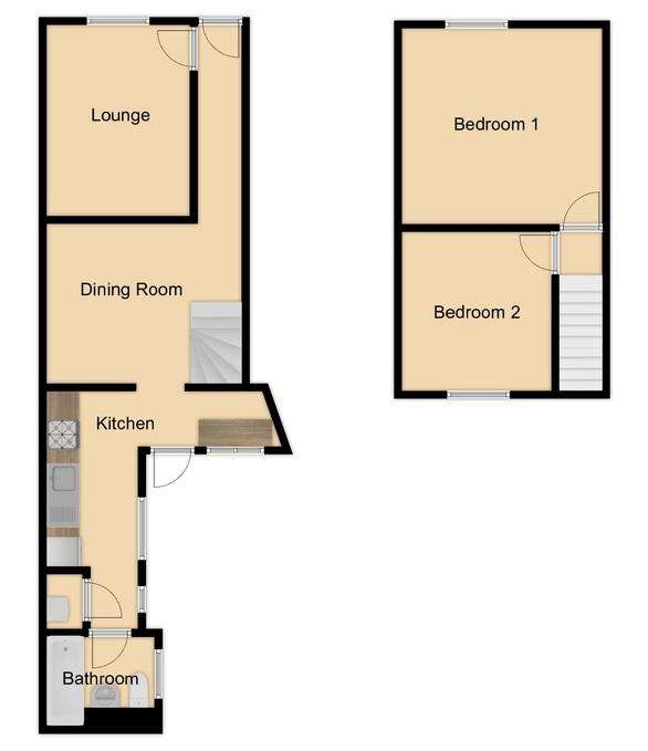 2 bedroom terraced house to rent - floorplan