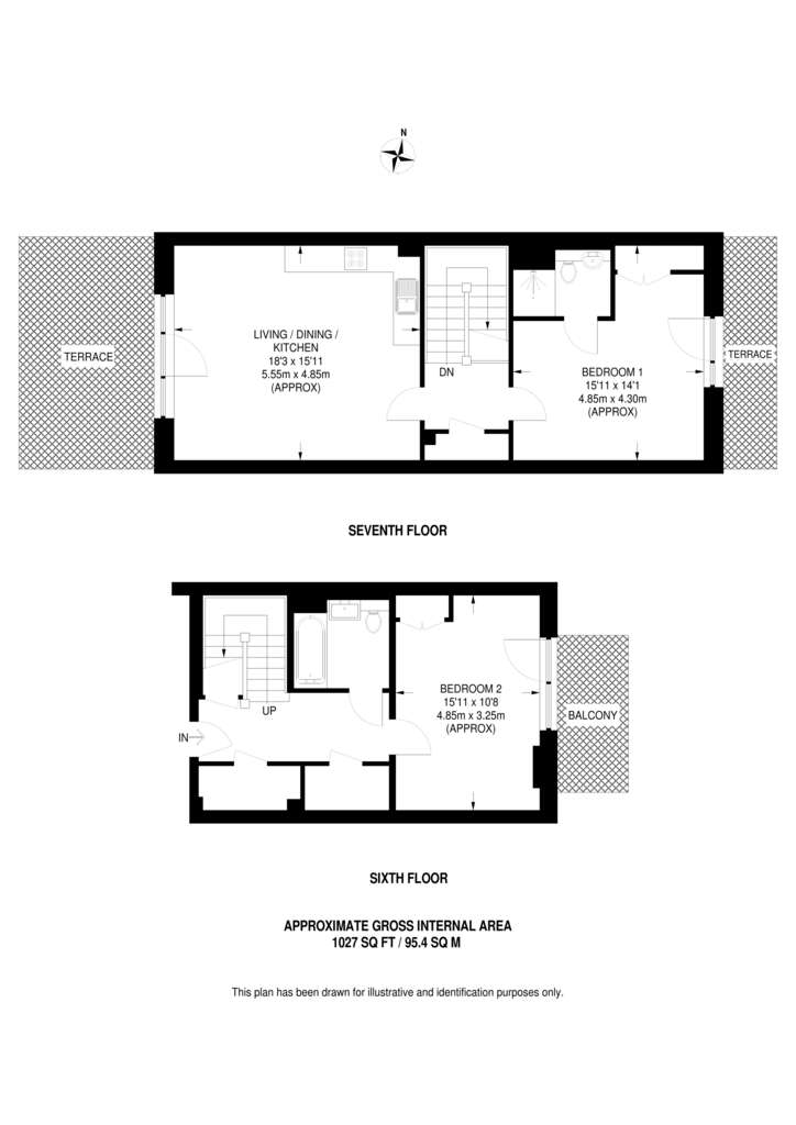 2 bedroom flat to rent - floorplan