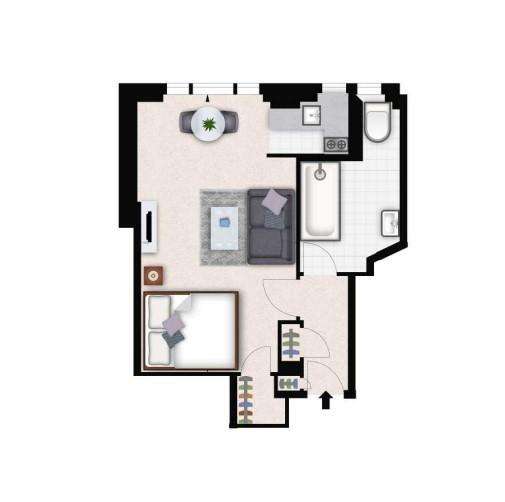 Studio flat to rent - floorplan