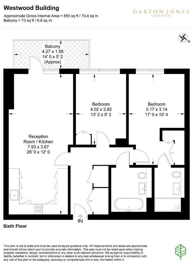 2 bedroom flat to rent - floorplan