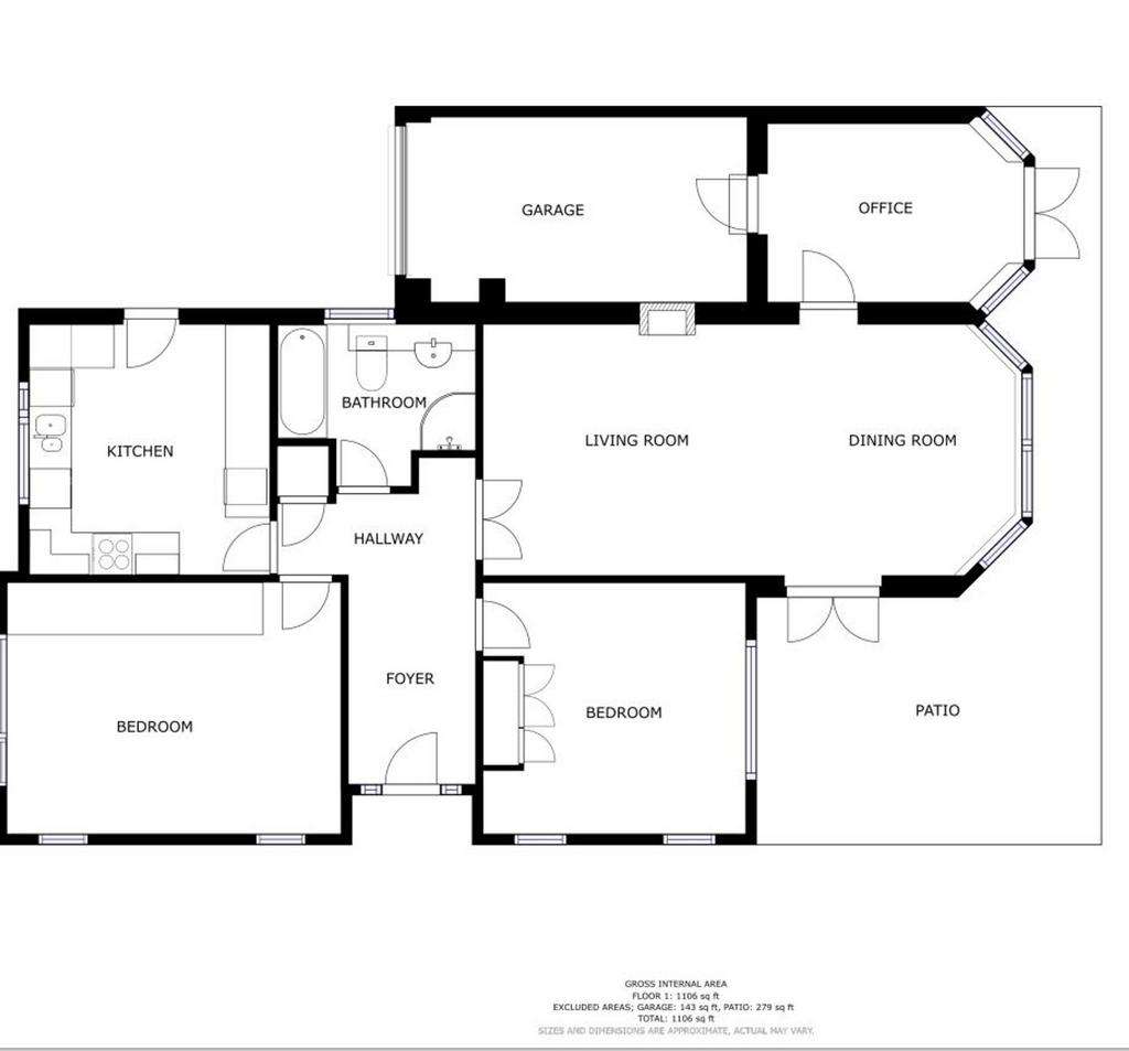 3 bedroom detached bungalow for sale - floorplan