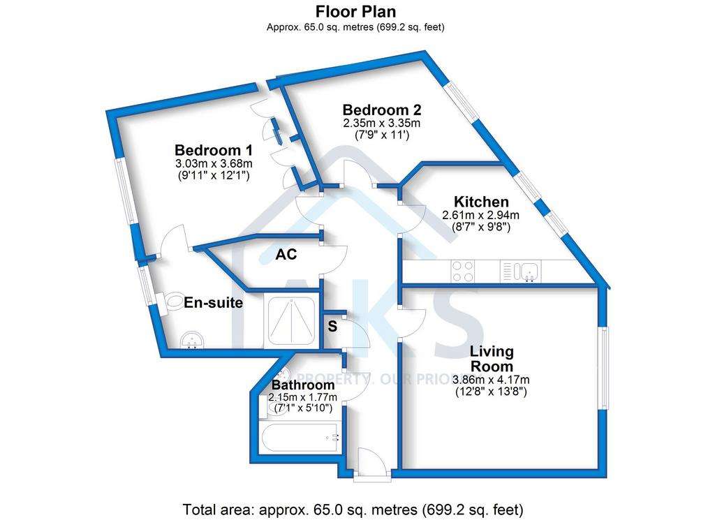 2 bedroom flat to rent - floorplan