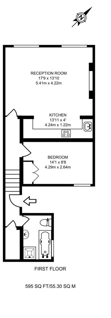 1 bedroom flat to rent - floorplan