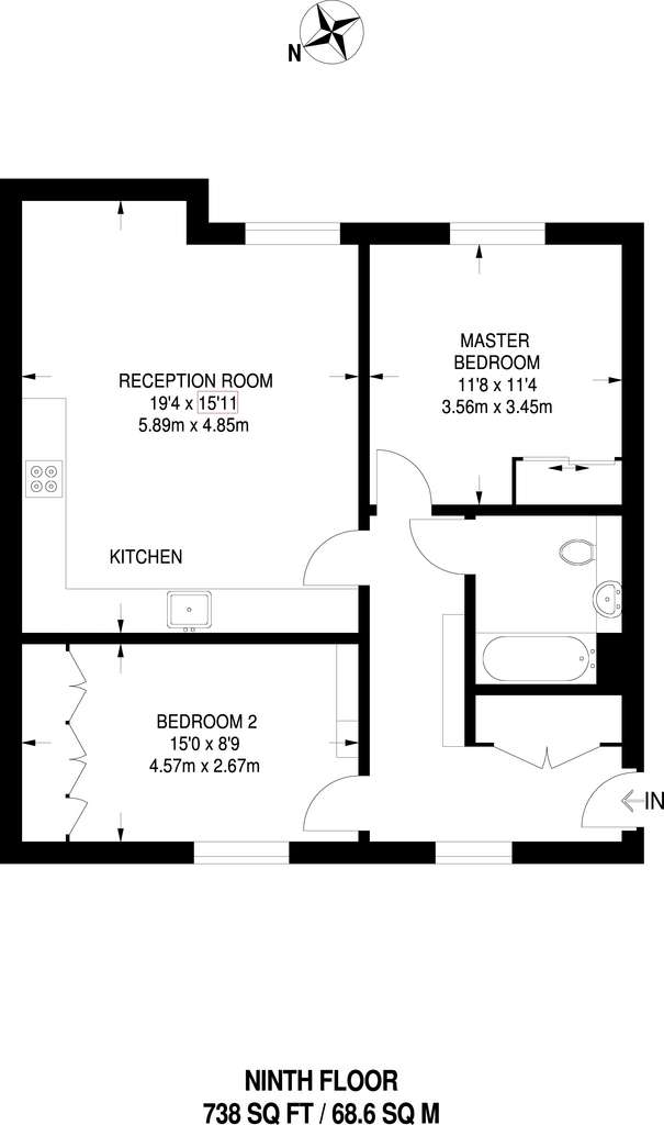 2 bedroom flat to rent - floorplan