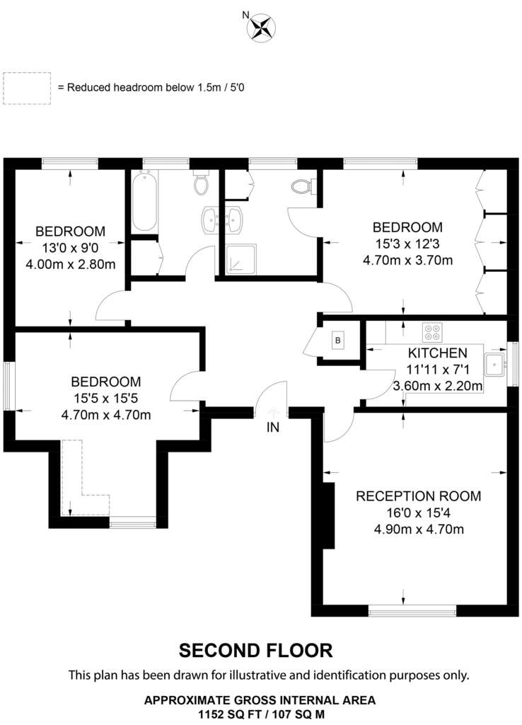 3 bedroom flat to rent - floorplan