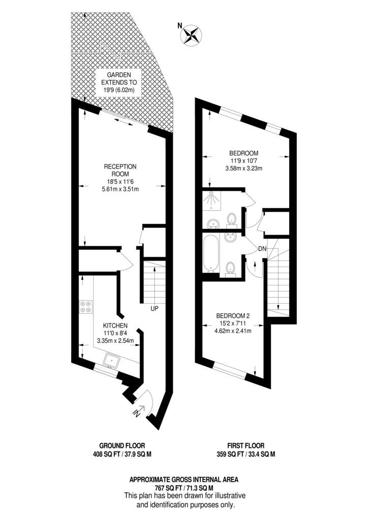 2 bedroom flat to rent - floorplan