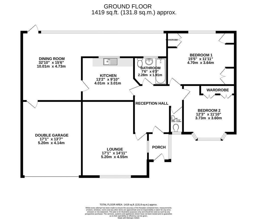 2 bedroom detached bungalow for sale - floorplan