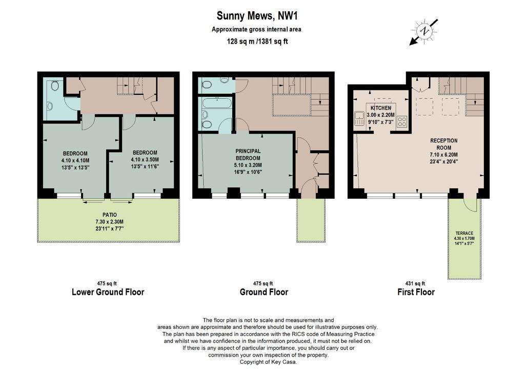 3 bedroom terraced house to rent - floorplan