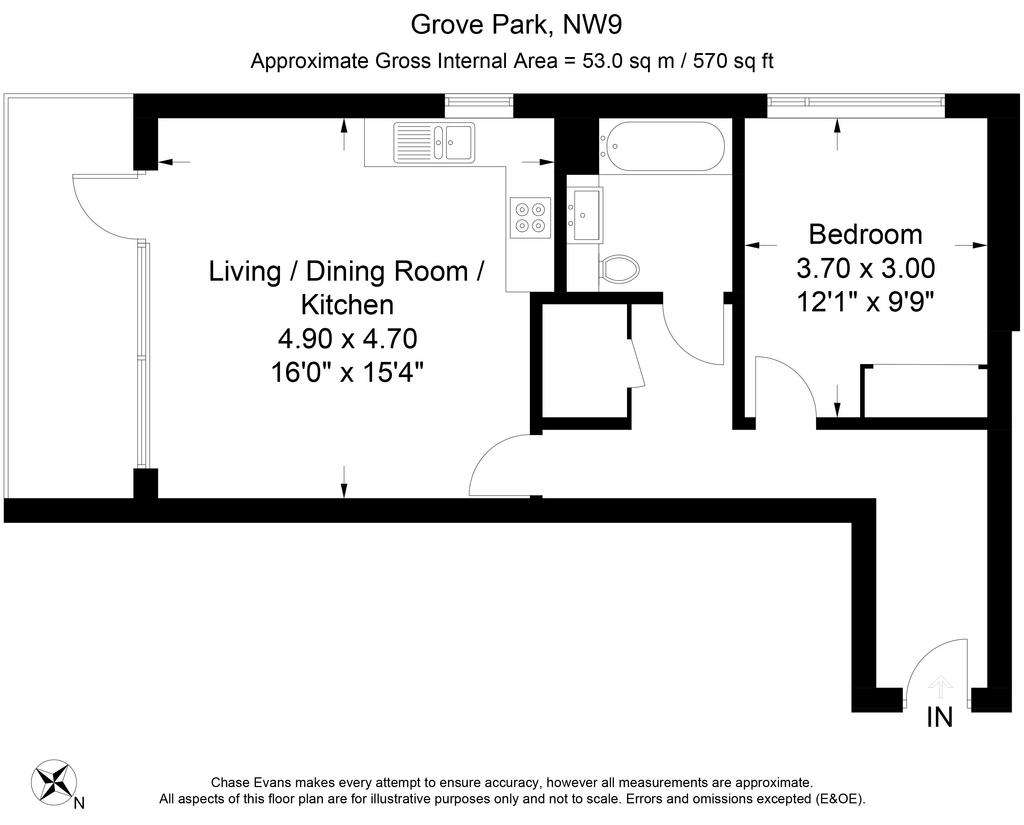 1 bedroom flat to rent - floorplan