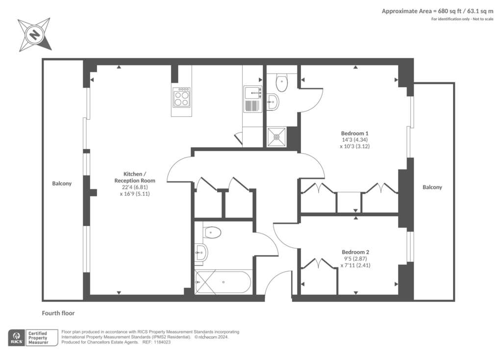 2 bedroom flat to rent - floorplan