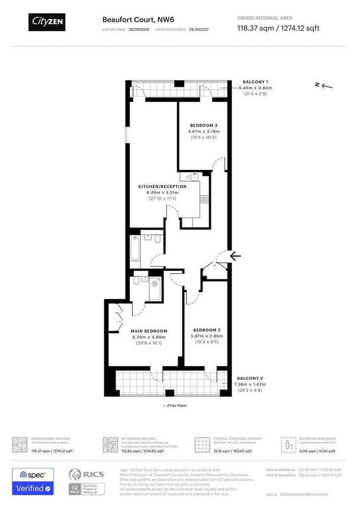 3 bedroom flat to rent - floorplan