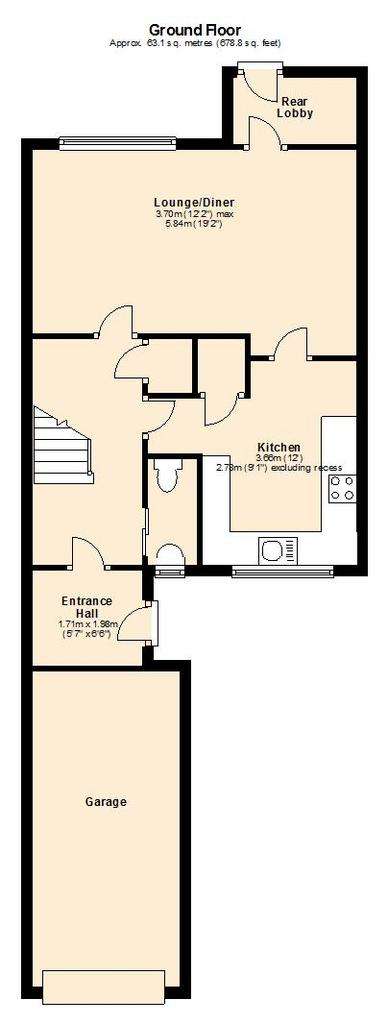 3 bedroom terraced house for sale - floorplan