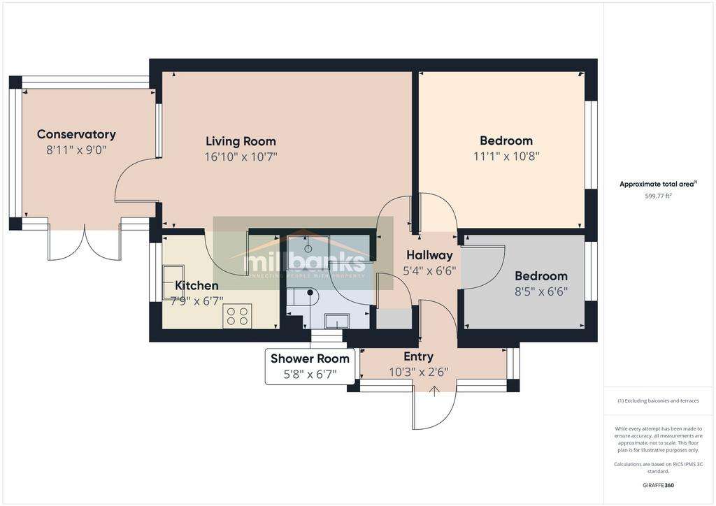 2 bedroom bungalow for sale - floorplan