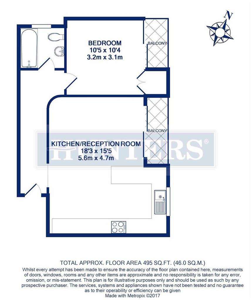 1 bedroom flat to rent - floorplan