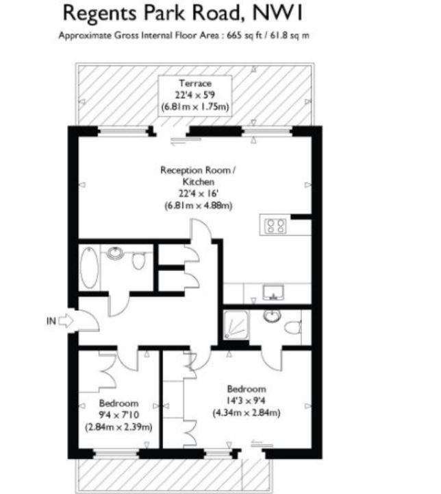 2 bedroom flat to rent - floorplan