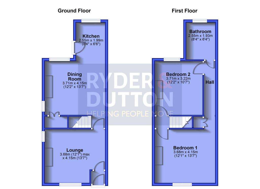 2 bedroom end of terrace house for sale - floorplan