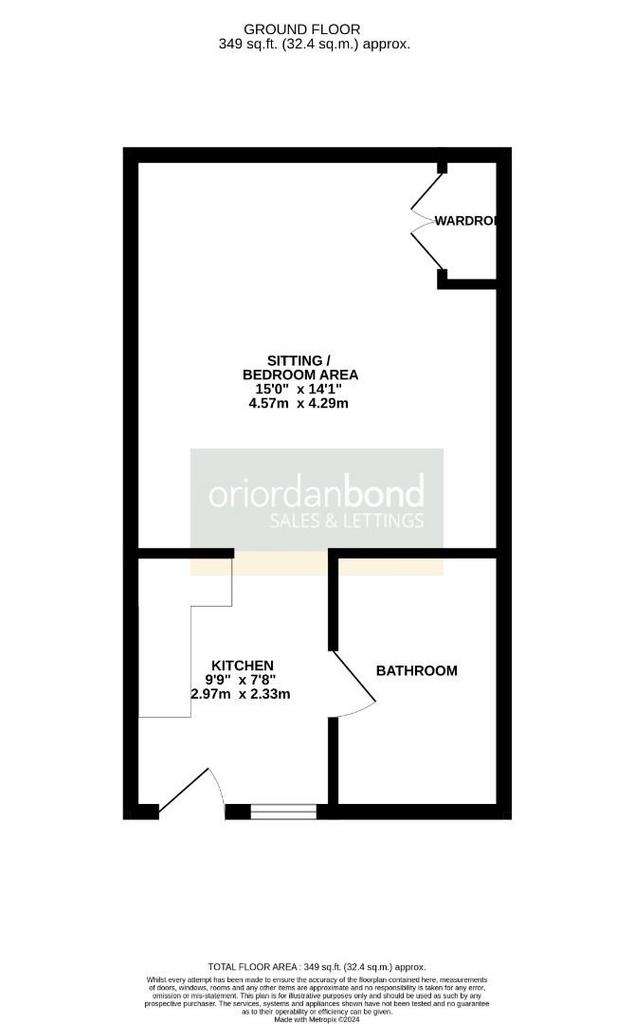 Studio flat for sale - floorplan