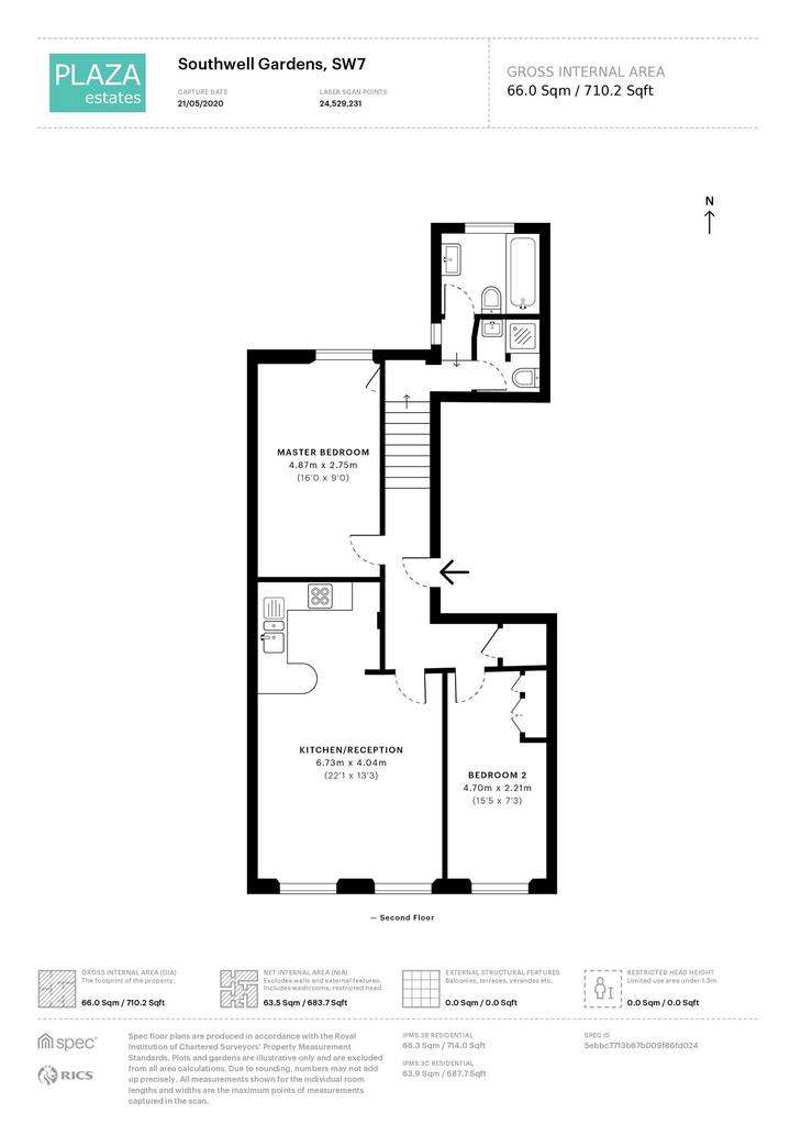 2 bedroom flat to rent - floorplan