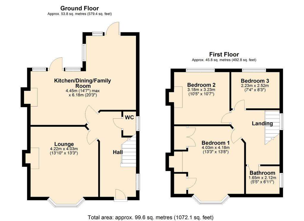 3 bedroom semi-detached house for sale - floorplan