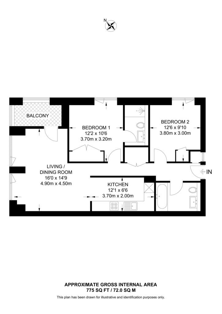 2 bedroom flat to rent - floorplan