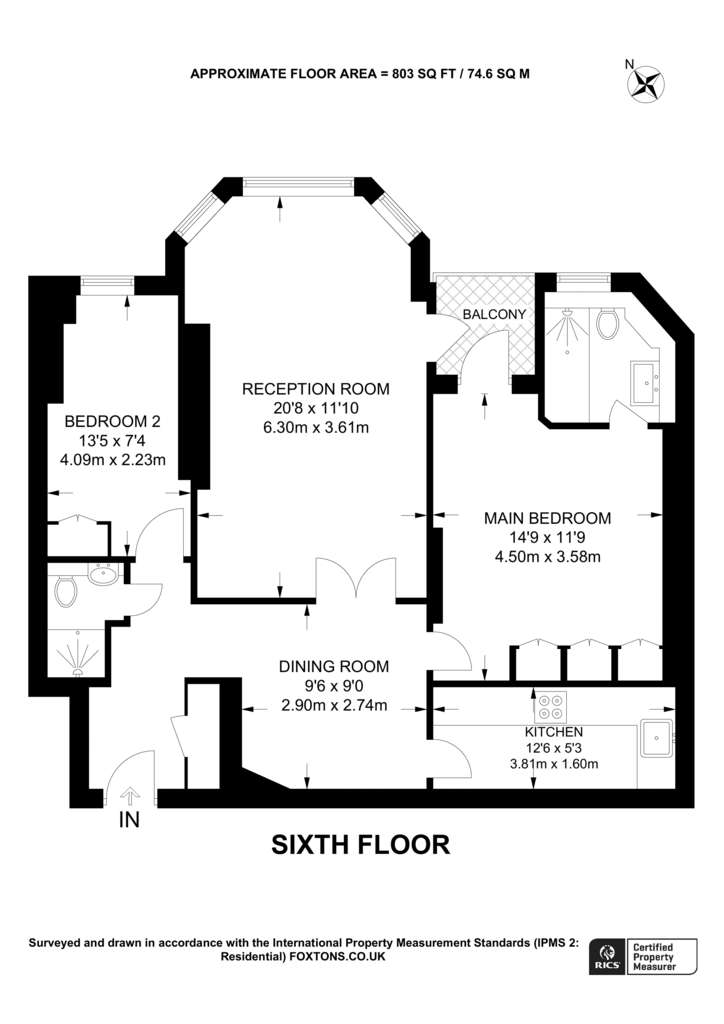 2 bedroom flat to rent - floorplan