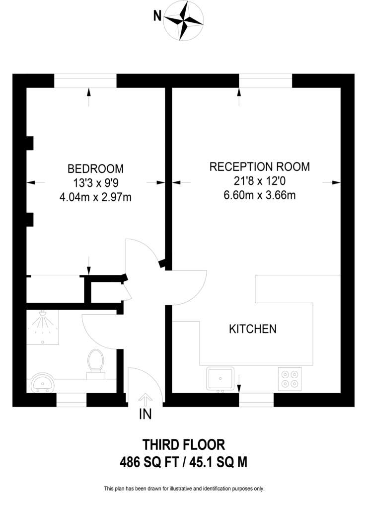 1 bedroom flat to rent - floorplan