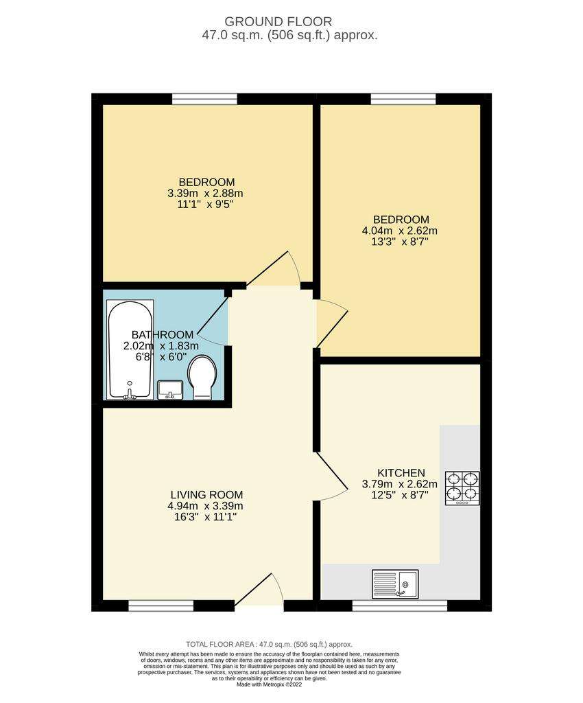 2 bedroom bungalow to rent - floorplan