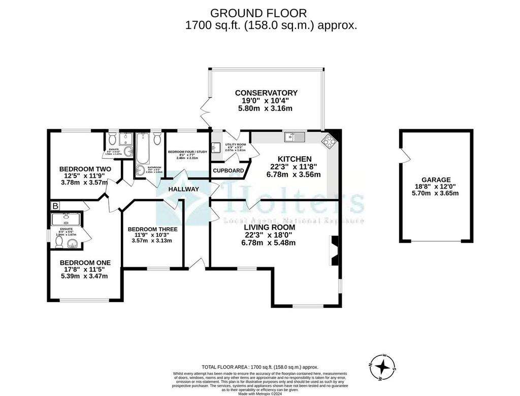 4 bedroom detached bungalow for sale - floorplan