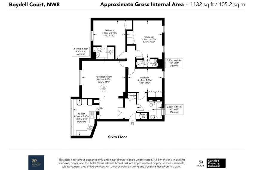 3 bedroom flat to rent - floorplan