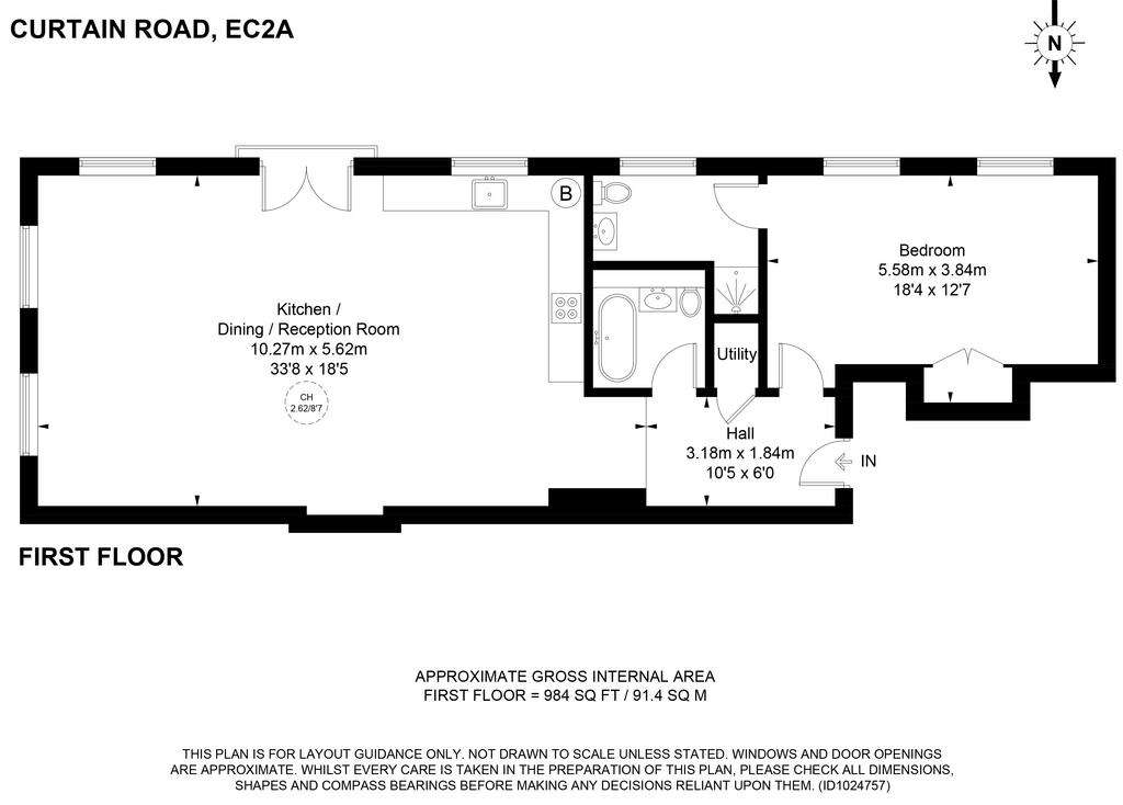 1 bedroom flat to rent - floorplan