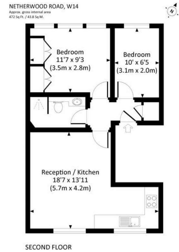 2 bedroom flat to rent - floorplan