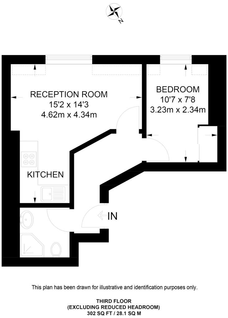 1 bedroom flat to rent - floorplan