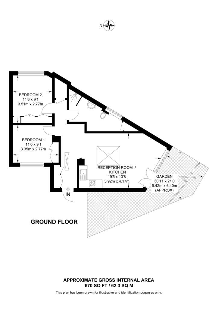 2 bedroom flat to rent - floorplan