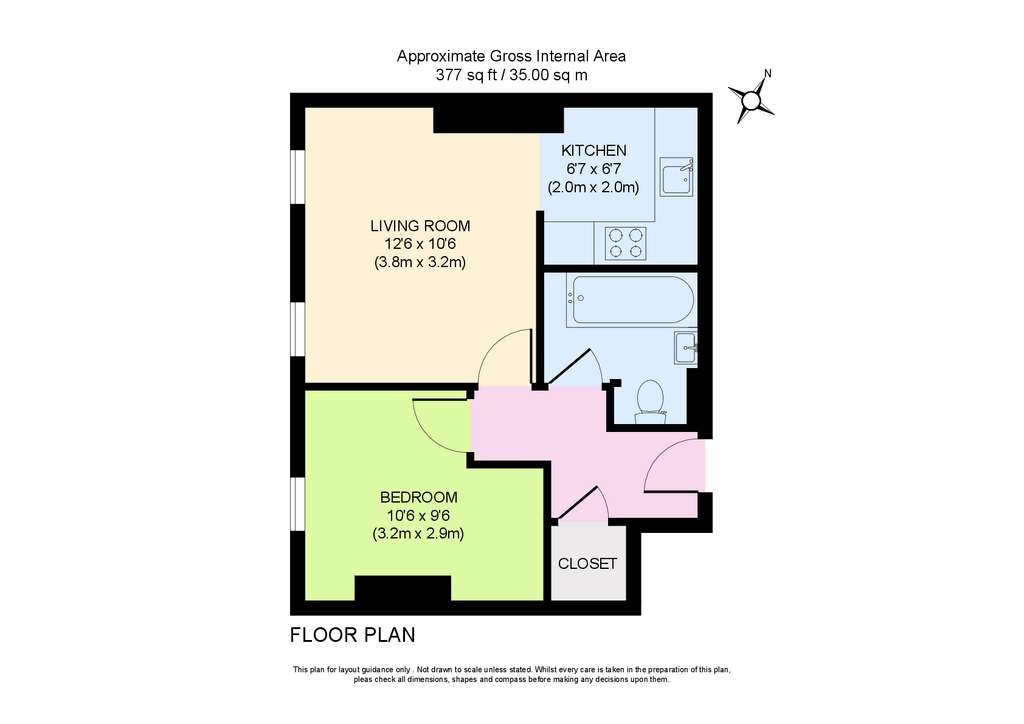 1 bedroom flat to rent - floorplan