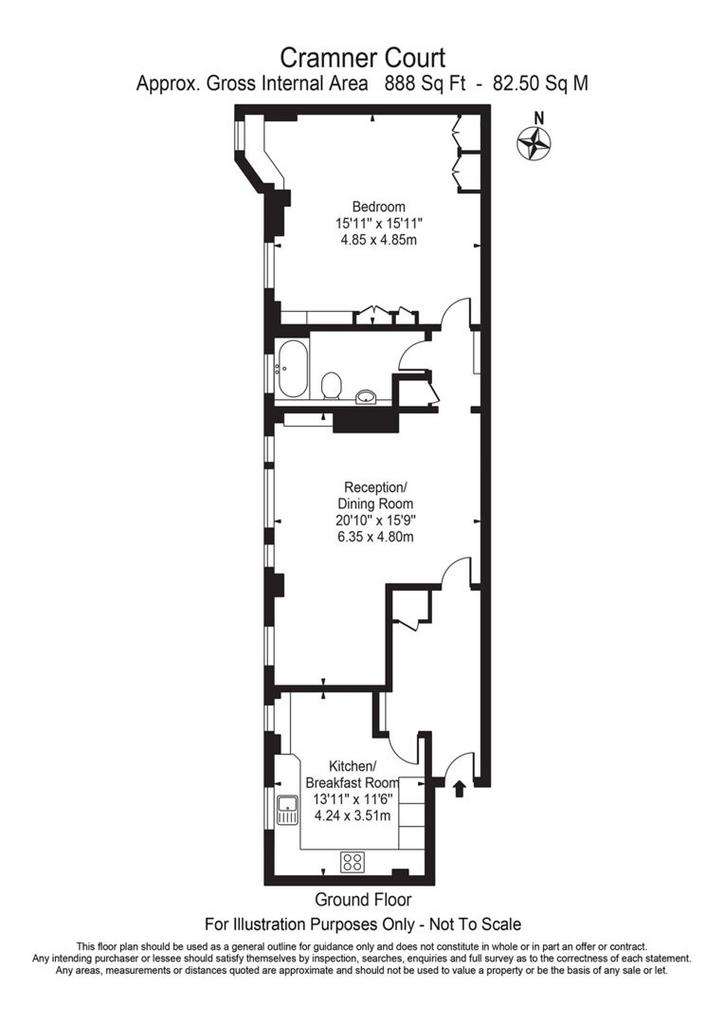 1 bedroom flat to rent - floorplan