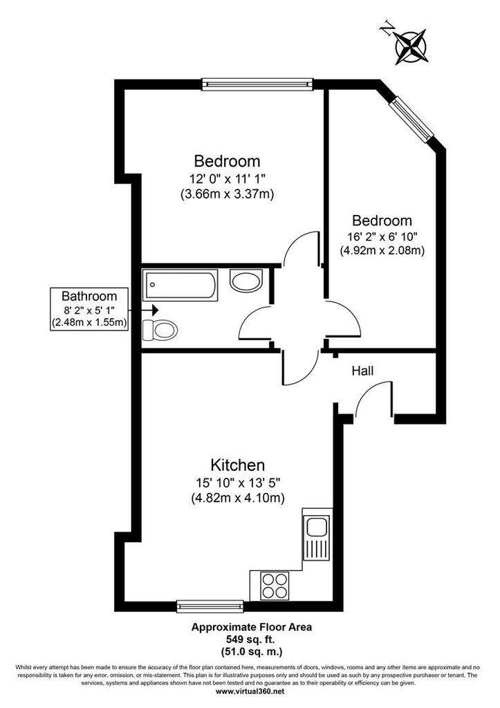 2 bedroom flat to rent - floorplan