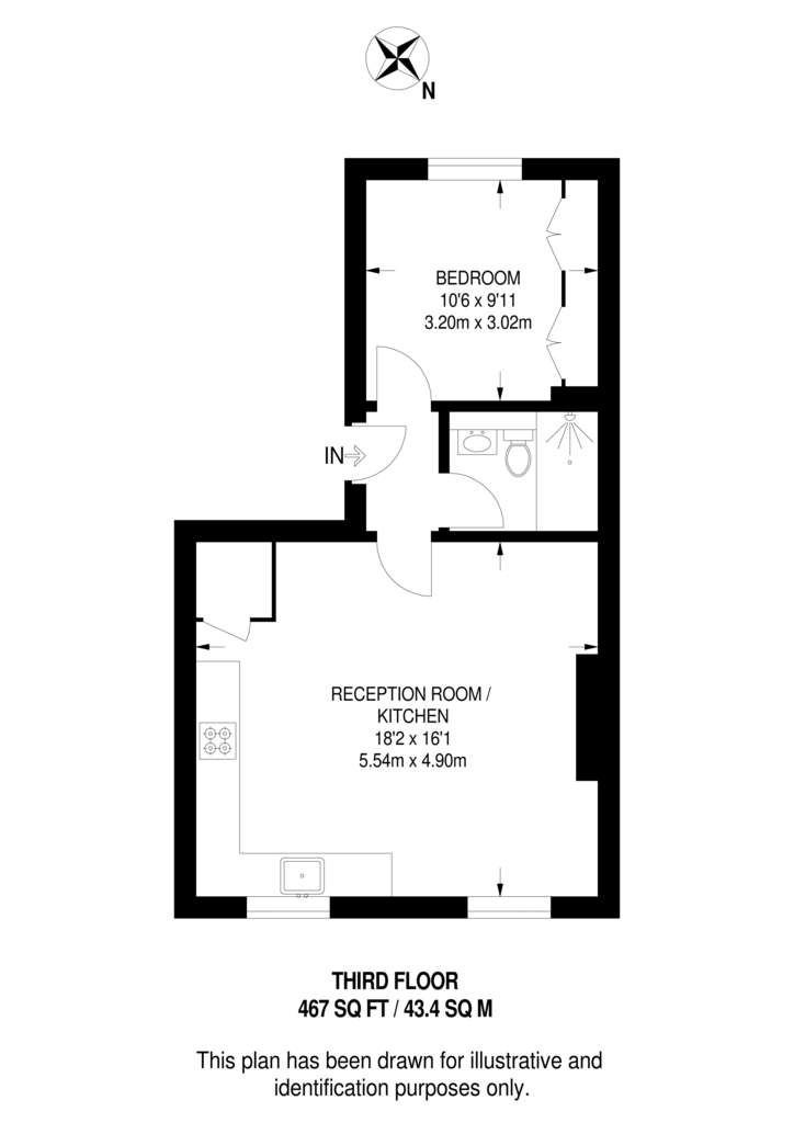 1 bedroom flat to rent - floorplan