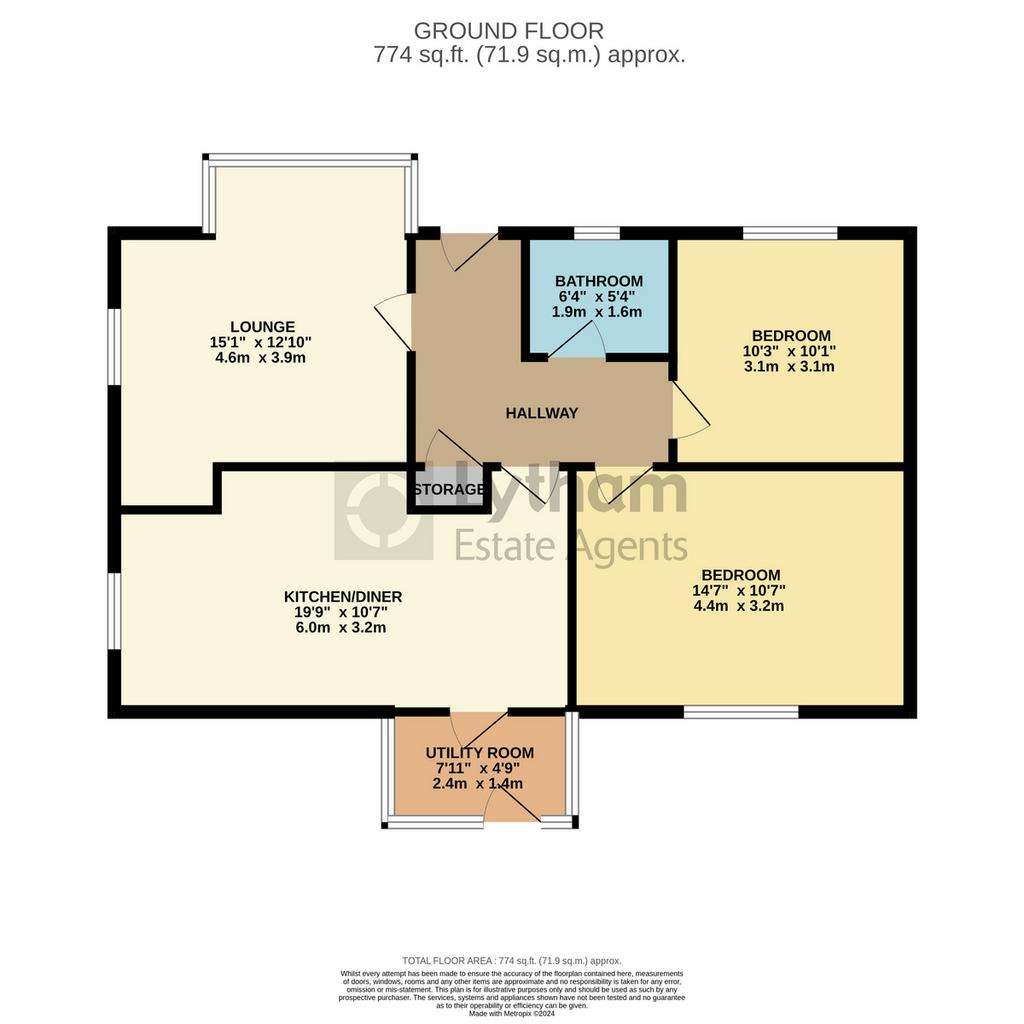 2 bedroom detached bungalow for sale - floorplan